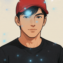 a cartoon of a man wearing a red hat