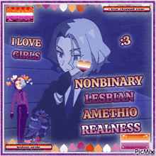 a poster that says i love girls nonbinary lesbian amethio realness and i love chappelle room