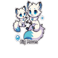 a sticker that says big moves on it with two foxes