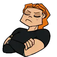 a cartoon drawing of a man with his arms crossed and his eyes closed