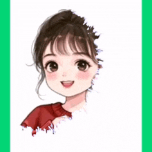 a cartoon drawing of a little girl with brown hair and a red sweater .
