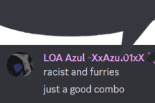 a screenshot of a discord conversation with loa azul