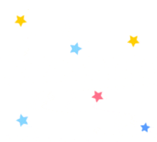 a white background with red blue and yellow stars on it