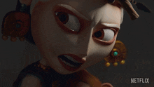 a close up of a cartoon character with netflix written on the bottom