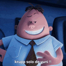 a cartoon character with the words krupp solo de yuni written above him