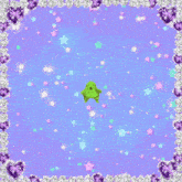 a green alien is surrounded by hearts and stars