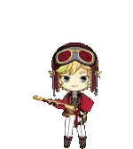 a pixel art drawing of a boy in a red jacket holding a torch .