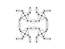 a black and white drawing of a maze with circles and lines
