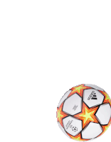 a white and orange adidas soccer ball with a yellow star on it