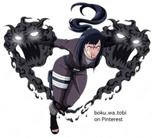 a drawing of a girl with a ponytail and the words boku.wa.tobi on pinterest