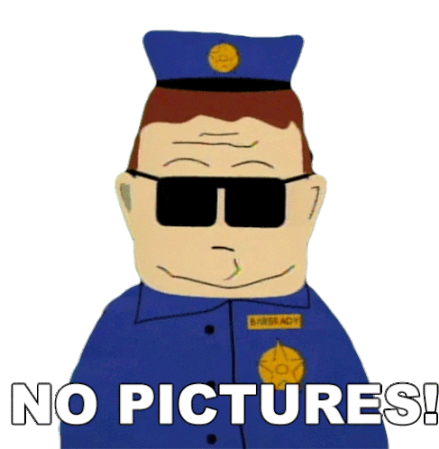 No Pictures Officer Barbrady Sticker - No Pictures Officer Barbrady South Park Stickers