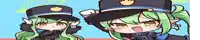 a cartoon of a girl with green hair wearing a police hat