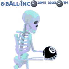 skeleton holding8ball