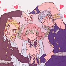 Zenjiro And Phoenix Makes A Heart Around Mitsuru As She Smiles GIF