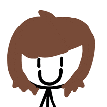 a drawing of a stick figure with brown hair and a smiley face