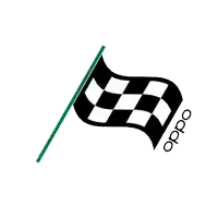 a black and white checkered flag with the word oppo written below it
