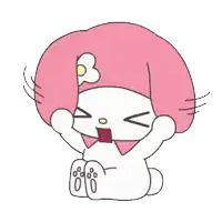 a cartoon drawing of a cat with a flower on her head
