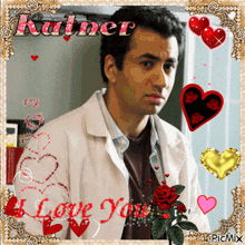 a picture of a man in a lab coat with the words " i love you "