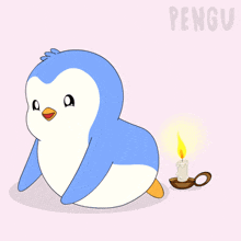 a cartoon of a penguin with smoke coming out of it 's butt