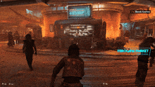 a screenshot of a video game with a sign that says miracane market on it