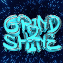 a 3d rendering of the word grind shine on a blue background