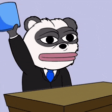 a cartoon of a panda bear in a suit and tie