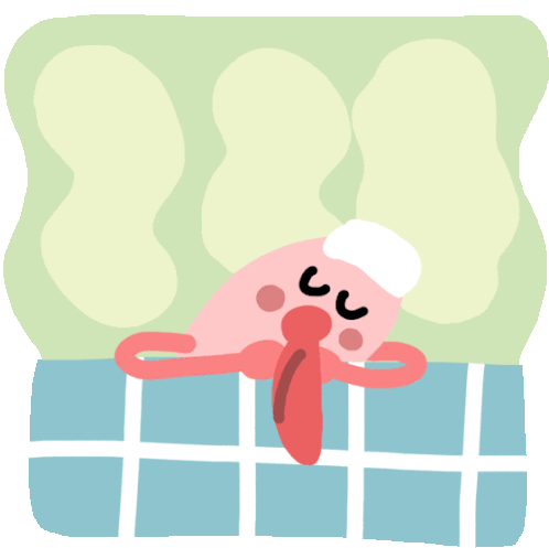 Ebi-ten Blisfully Relaxing In A Sento Sticker - Playful Ebiten Sleeping Rest Stickers
