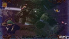 a picture of a robot with the name john 117 on it