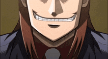 a close up of a cartoon character 's face with a big smile