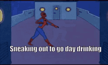 Spiderman Daydrinking GIF - Spiderman Daydrinking Sneaking GIFs