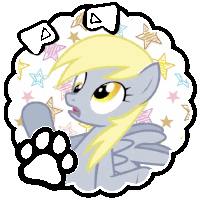 a drawing of a pony with a paw print and the letters a and b on it