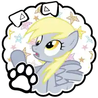 a drawing of a pony with a paw print and the letters a and b on it