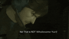 a video game character is saying no that is not wholesome yuri .