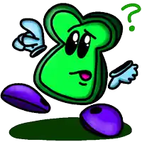 a cartoon character with a question mark on its head