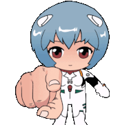 a cartoon drawing of a girl in a space suit pointing at the camera