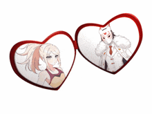 a pair of heart shaped sunglasses with a girl and a man in them