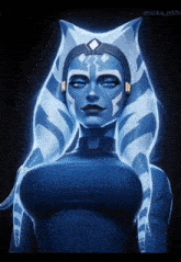 a drawing of ahsoka tano from star wars with a crown on her head