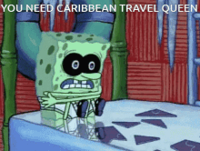 Caribbean Travel Queen Spongebob GIF - Caribbean Travel Queen Spongebob Cold GIFs