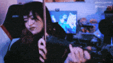 a woman playing a violin with the name luna lorraine on the bottom right corner