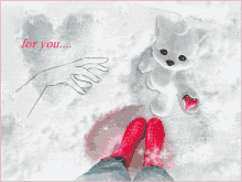 a drawing of a hand reaching out towards a heart and a teddy bear holding a heart