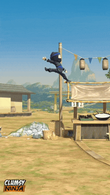 a game called clumsy ninja is being played on a cell phone