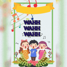 a group of children singing with the words wahh wahh wahh