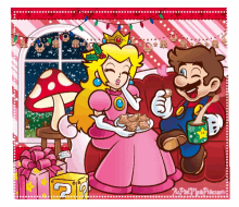 Christmas Cookies Mario GIF - Christmas Cookies Mario Princess Peach GIFs