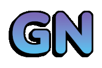 the word gn is written in purple and blue