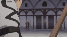 a cartoon of a man standing in front of a building with the words xdds sama on the bottom right