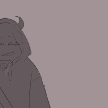 a drawing of a man with horns and a hoodie