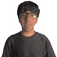 a man wearing glasses and a devin shirt