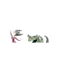 a woman in a pink dress is dancing with a green dragon