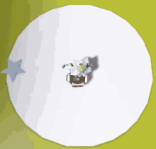 a white circle with a star in the middle and a toy in the middle that says ' sonic the hedgehog ' on it