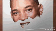 a drawing of a man 's face is made in animoto